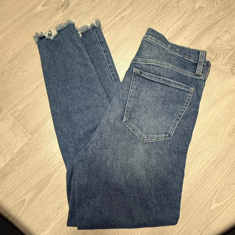 Women’s Dark Blue Distressed High-Rise Skinny Jeans - Picture 3 of 4